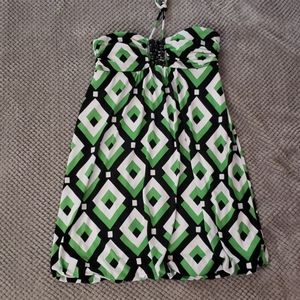 Black green and white dress